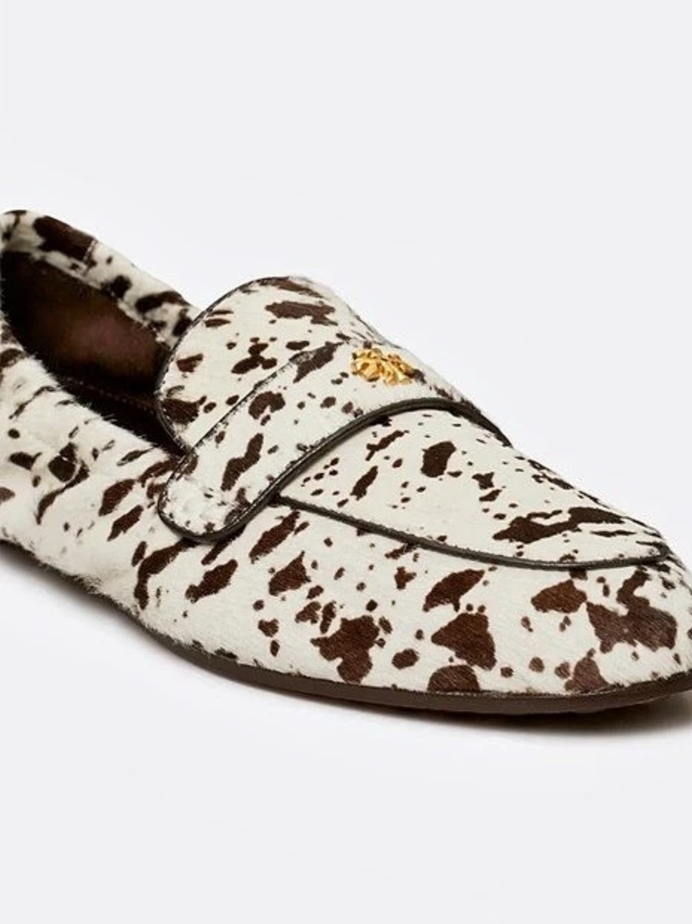 Tory Burch Ballet Loafer Animal Print in White & Brown NEW w/o box size 7.5